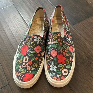 Keds X Rifle Paper Company floral slips ons. Women’s Size 10, Like New.